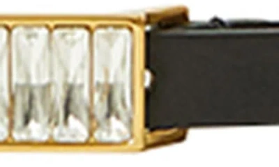 B-low The Belt Ava Crystal Buckle Leather Belt In Black Gold