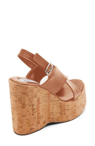 Shop Steve Madden Infinity Platform Wedge Sandal In Tan Leather