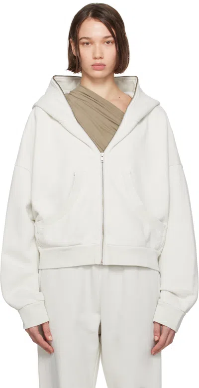 Shop Entire Studios Off-white Eternal Zip Hoodie In Rice