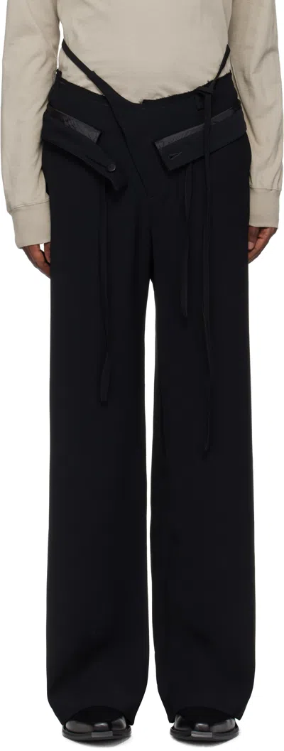 Shop Ottolinger Black Double Fold Suit Trousers