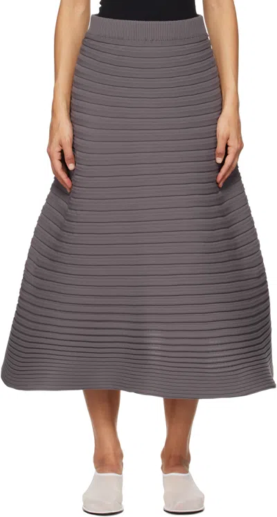 Shop Issey Miyake Gray Bounce Knit Midi Skirt In 12 Gray