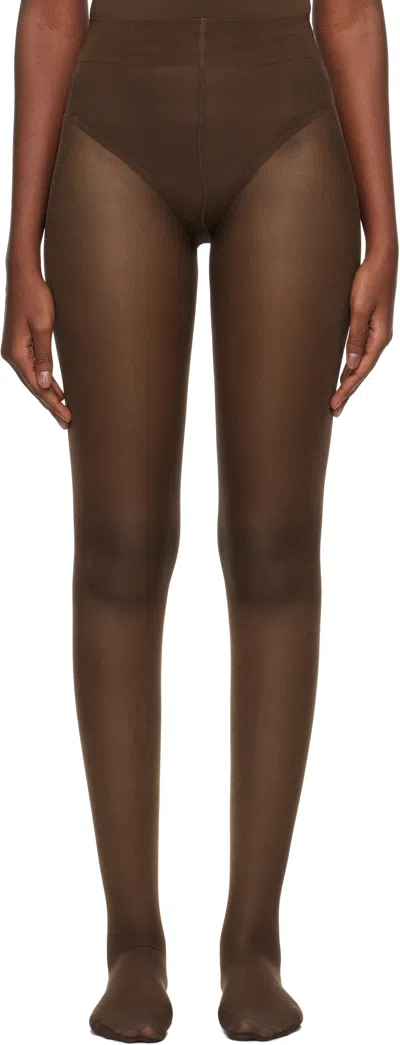 Wolford Brown Satin Touch 20 Tights In 4850 Umber