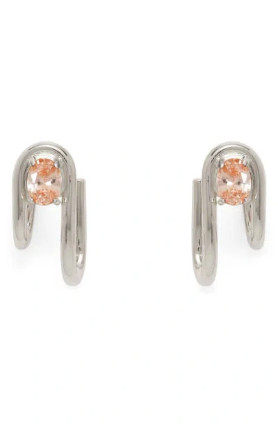 Lady Grey Vera Hoop Earrings In Silver/peach