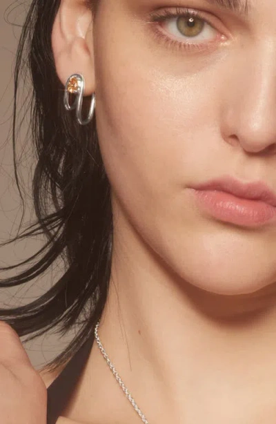 Lady Grey Vera Hoop Earrings In Silver/peach