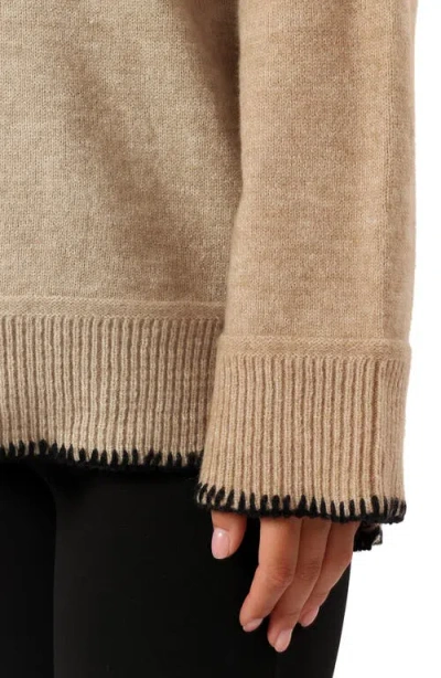 Petal And Pup Petal & Pup Elise Blanket Stitch Johnny Collar Sweater In Nude