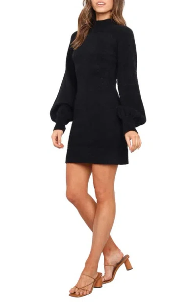 Petal And Pup Petal & Pup Daril Long Sleeve Sweater Minidress In Black