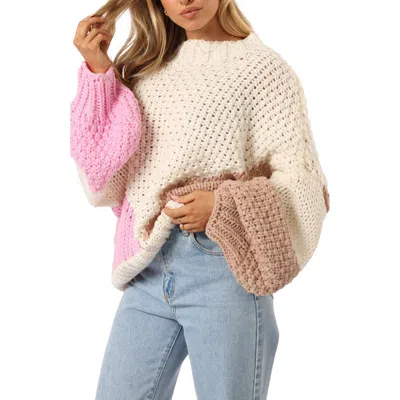 Petal And Pup Petal & Pup Koda Colorblock Oversize Sweater In Burgundy
