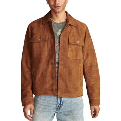 Lucky Brand Men's Suede Button-front Shirt Jacket In Dark Tan