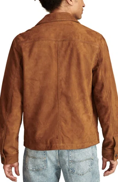 Lucky Brand Men's Suede Button-front Shirt Jacket In Dark Tan
