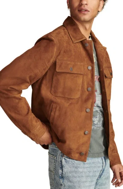 Lucky Brand Men's Suede Button-front Shirt Jacket In Dark Tan
