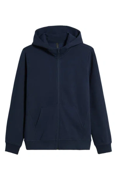 Shop Zella Cloud Fleeze Zip Hoodie In Navy Eclipse