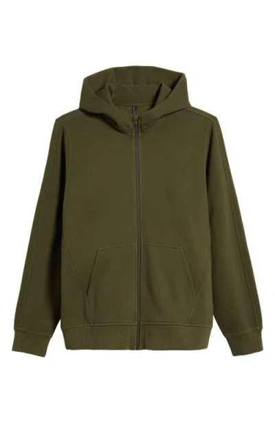 Shop Zella Cloud Fleeze Zip Hoodie In Olive Night