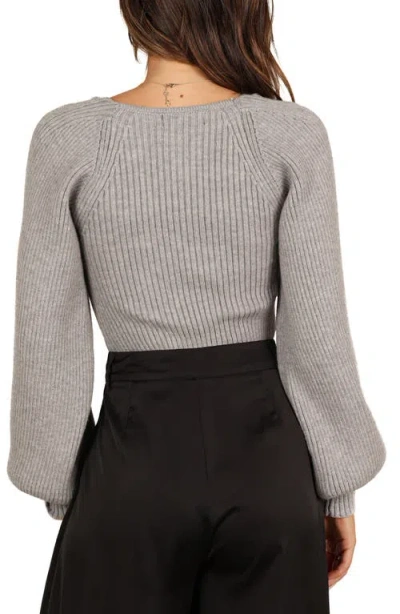 Petal And Pup Petal & Pup Gia Sweetheart Neck Rib Sweater In Gray