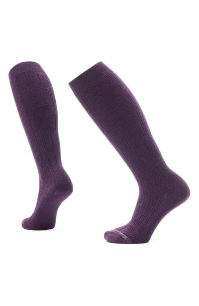 Smartwool Everyday Merino Wool Blend Cable Knee High Socks In Purple Iris