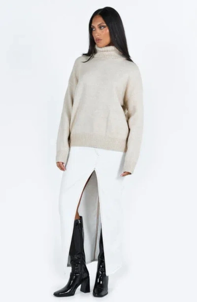 Princess Polly Oswin Oversize Turtleneck Sweater In Beige
