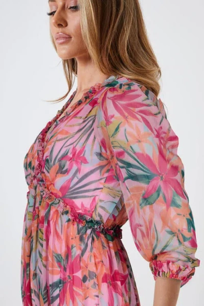 Shop Creea The Label Floral Print Empire Waist Midi Dress In Tropical