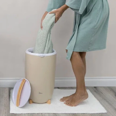 Zadro Towel Warmer With Aromatherapy Diffuser And Lavender Essential Oil In Bamboo/ivory