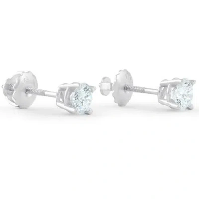 Bliss Diamond 1 Ct Diamond Screw Back Studs 14k White Gold Lab Grown Eco Friendly In 14k White Gold