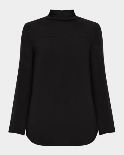 BRANDON MAXWELL LUNA HIGH COWL-NECK SILK BLOUSE 