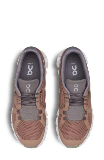 On Cloud 5 Running Shoe In Rosebrown/fog