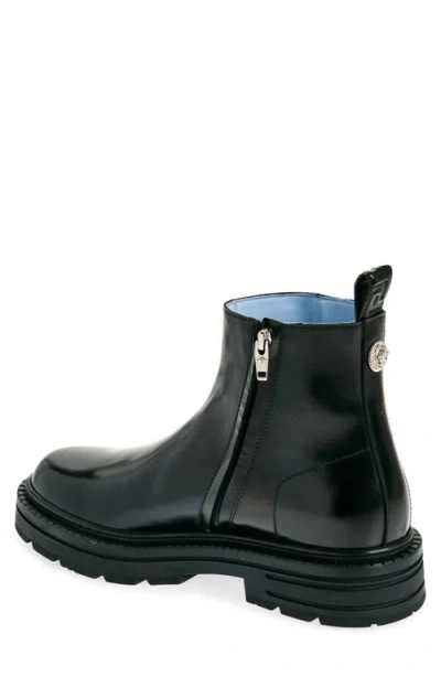 Versace Leather Boot In Black-palladium