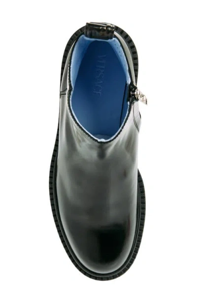 Versace Leather Boot In Black-palladium