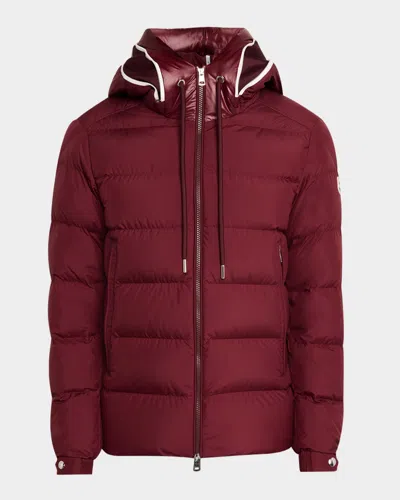 Moncler Cardere Hooded Down Puffer Jacket In Medium Red