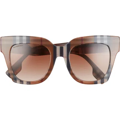 Burberry Kitty Be4364 396713 Butterfly Sunglasses In Check Brown/brown Gradient