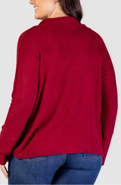 24seven Comfort Apparel Curved Hem Bolero Jacket In Red