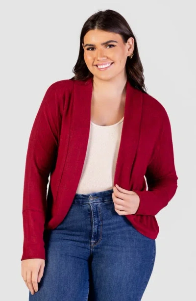 24seven Comfort Apparel Curved Hem Bolero Jacket In Red