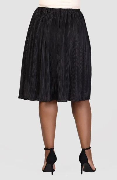 24seven Comfort Apparel Plus Size Elastic Waistband Party Midi Skirt In Black