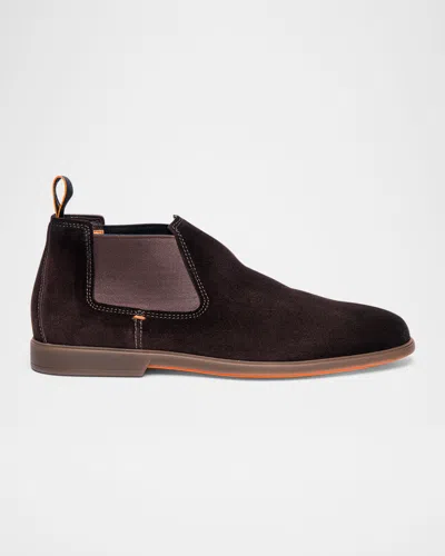 Shop Santoni Men's Regal Suede Chelsea Boots In Dark Brown