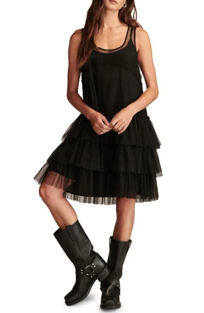 LUCKY BRAND LUCKY BRAND RUFFLE TULLE SLEEVELESS PARTY DRESS 