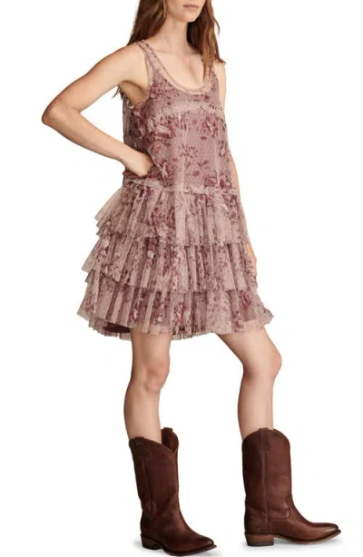 Lucky Brand Women's Printed Tulle Party Mini Dress In Pink Floral