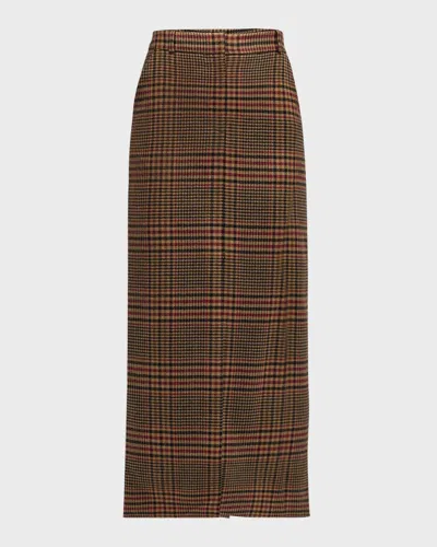 Shop Veronica Beard Maxine Plaid Maxi Skirt In Camel/black