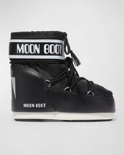 Moon Boot Icon Low Shell And Faux Leather Snow Boots In Black