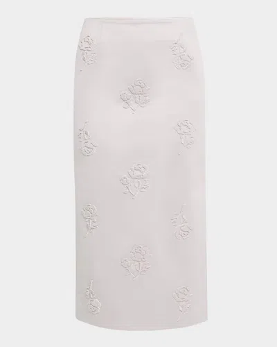 Shop Shushu-tong Stereo Rose Embellished Midi Skirt In Silver