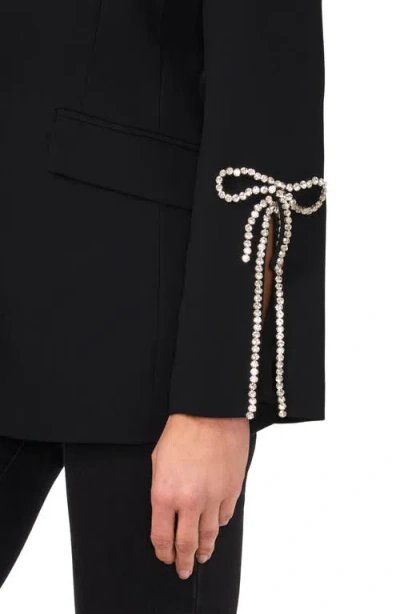 Shop Cece Rhinestone Bow Cuff Blazer In Rich Black