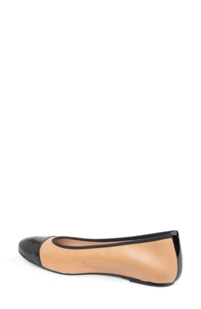 Patricia Green Adele Cap Toe Wedge Pump In Beige/black Patent