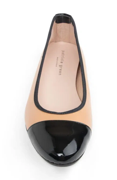 Patricia Green Adele Cap Toe Wedge Pump In Beige/black Patent