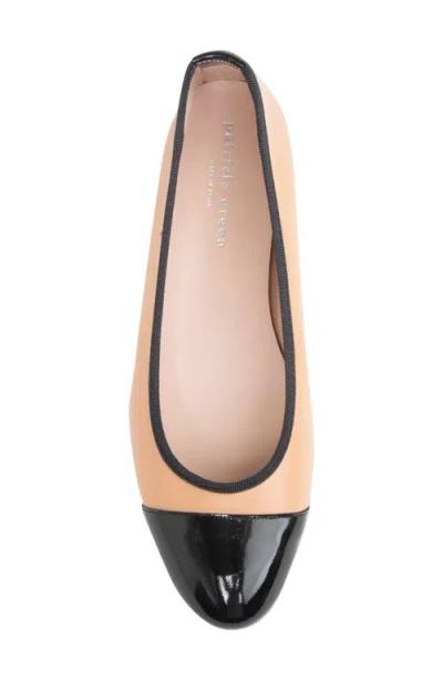 Patricia Green Adele Cap Toe Wedge Pump In Beige/black Patent