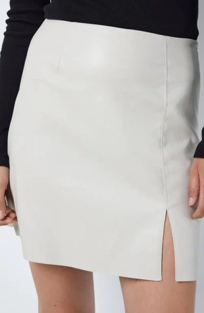 Noisy May Clara Faux Leather Miniskirt In Moonbeam