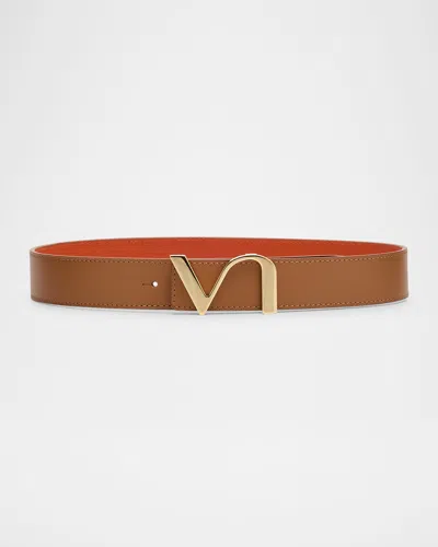 Shop Vaincourt Paris L'amourese Reversible Leather Belt In Camel Orange