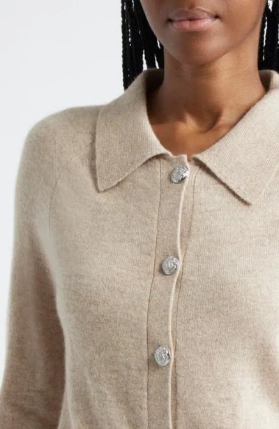 Shop Veronica Beard Cheshire Crop Cashmere Cardigan In Oatmeal