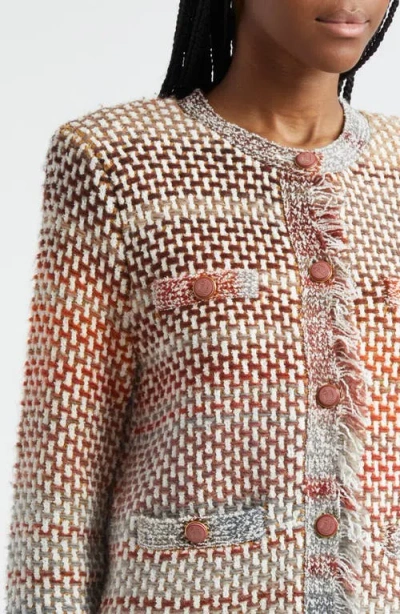 Veronica Beard Sariyah Knit Jacket In Red Multi