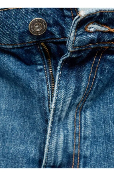 Mango Crop Tapered Jeans In Dark Blue
