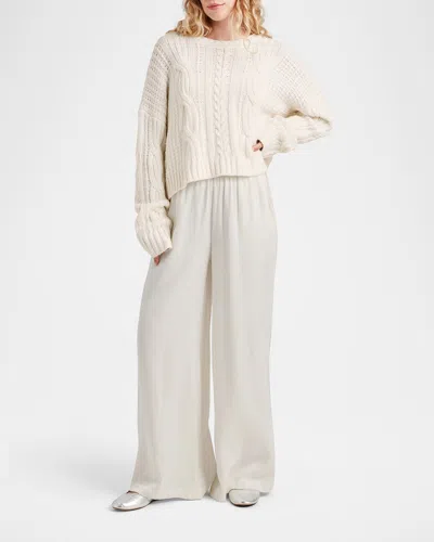 Shop Splendid Angie Satin Palazzo Pants In Pale Oak