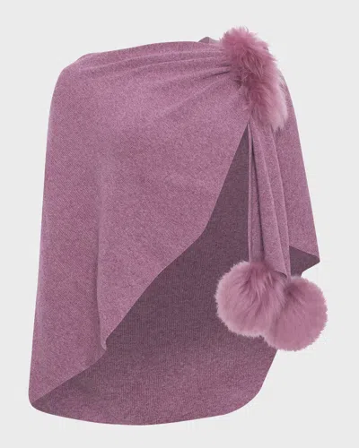 Gorski Select Wool Capelet With Lamb Shearling Poms In Mauve