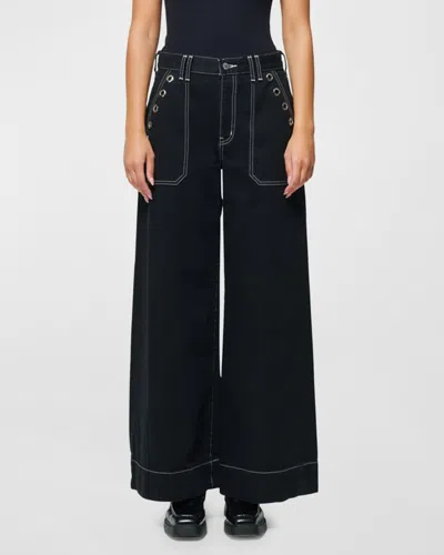Etica Matis Ultra Wide-leg Jeans In Black Onyx