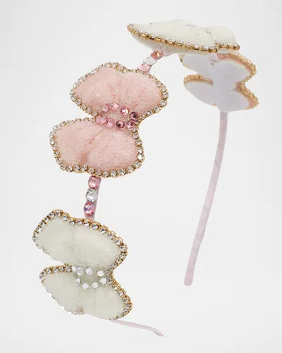 Bari Lynn Girl's Rhinestone & Glitter Bow Headband In Pink